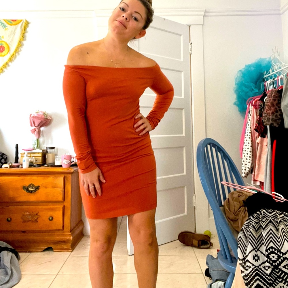 Hollister burnt orange body con Dress